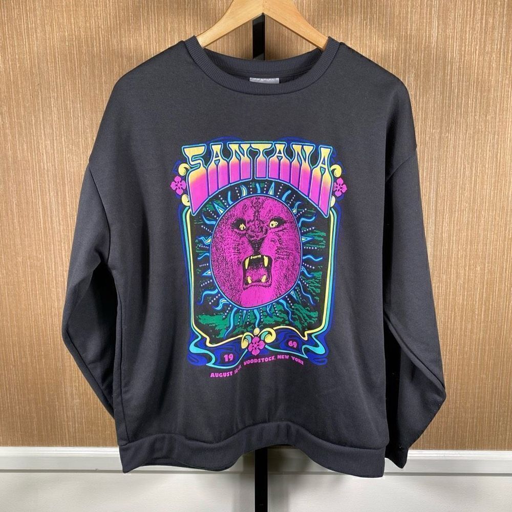 Carlos by Carlos Santana Women's Graphic Lion Phantom Sweatshirt Black Large